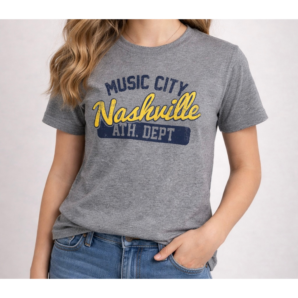 Nashville Ath Dept T-Shirt Youth Medium MV Sport Music City Souvenir Gray Tee